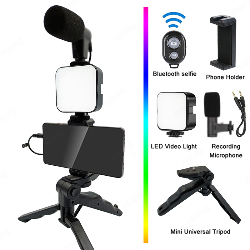 Photography Lighting Kit Portable - 携帯電話ホルダー,写真照明,スマートフォン,ビデオキット,自撮り三脚,レコーディングハンドル,スタビライザー