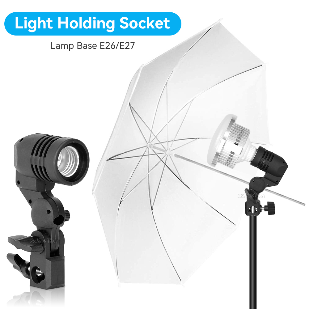 Photography Lighting Umbrella - フォト照明,フラッシュソケット,傘ホルダー,写真スタジオアクセサリー,e27,2個用のシングルヘッド電球ホルダー