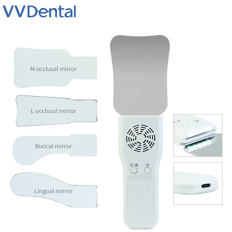 Photography Led Lighting Kit - VVDental デンタルアンチフォグミラーセット 防曇性口腔内写真撮影用ステンレススチールミラー LEDライト付き矯正用反射鏡