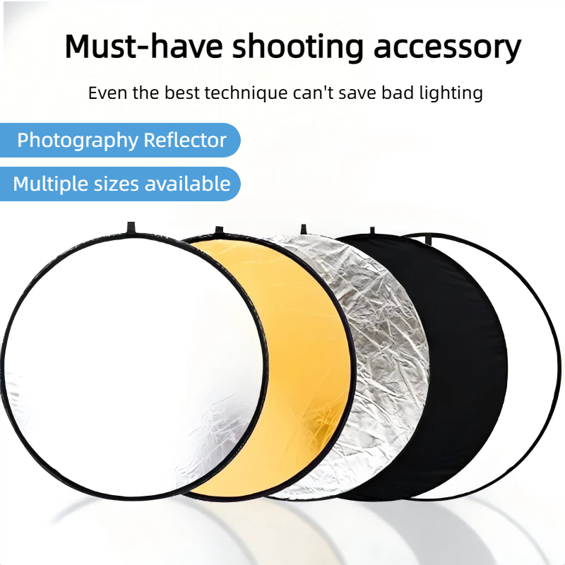 Photography Lighting Kit Portable - 2-in-1両面ゴールドシルバーリフレクター、ポータブル折りたたみ式ライトパネル、ポートレート、ライブストリーミング、スタジオ、屋外撮影用