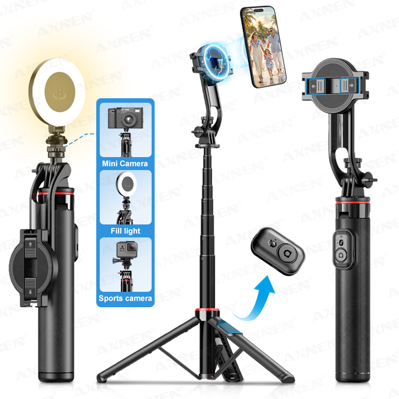 Photography Lighting Circle - AXNEN C20 磁気自撮り棒三脚 拡張可能 携帯電話撮影用 リモート1/4インチネジ付き
