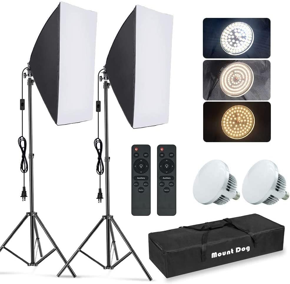 Photography Led Lighting Kit - 写真用ソフトボックス照明キット、2個セット 19.7インチ x 27.5インチ 連続照明セットアップ、85W 5700K