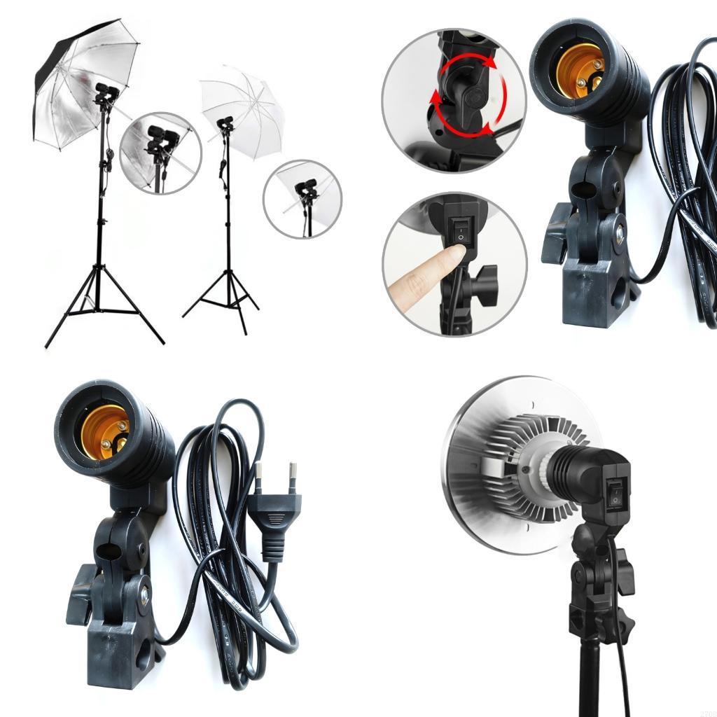 Photography Lighting Umbrella - E27 ライトスタンド傘リフレクターサポート装備フォトスタジオ用ロングケーブル