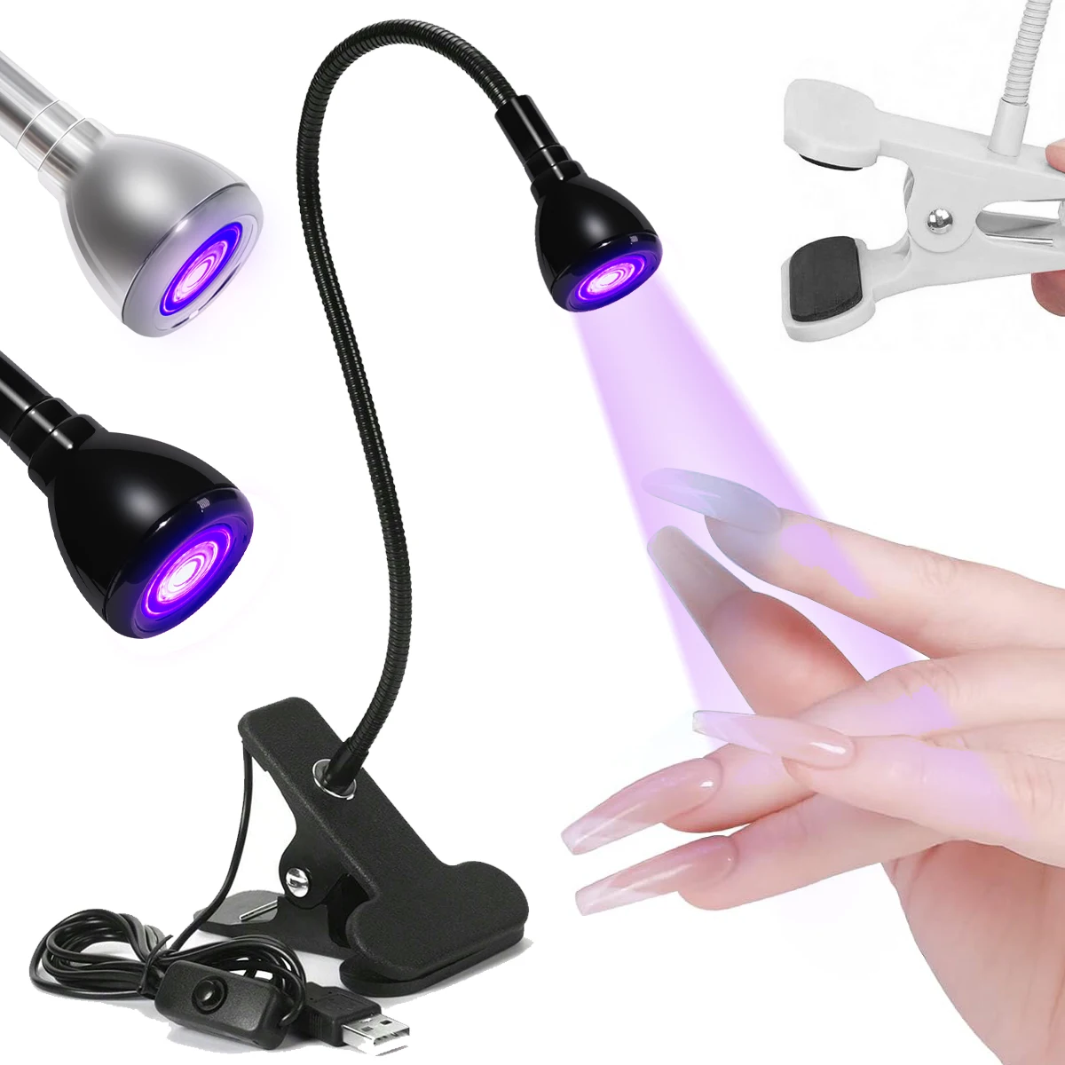 Photography Lighting Gel - LED UV ライト乾燥マニキュアジェルクリップオンフレキシブルデスクミニ USB ネイルランプポータブルネイルドライヤーマニキュアサロンツール