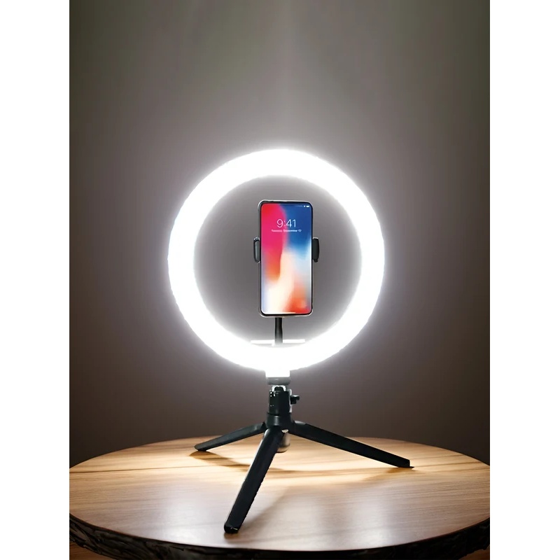 Photography Lighting Circle - Desiontal 26cmリングライト、三脚スタンド付き、写真撮影とビデオ用のRGBポケットフィルライト。 ワンクリックで色を選択できる機能
