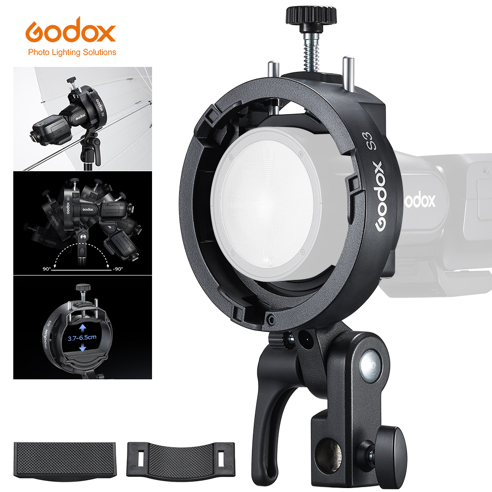 Godox Speedlite Flash - GODOX S3 フラッシュブラケット スピードライトブラケット ボーエンズマウント付き カメラ搭載フラッシュ