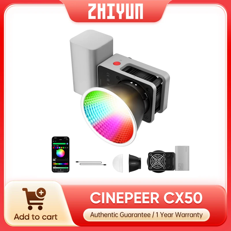 Zhiyun CINEPEER CX50 RGBビデオライト - Photography Lighting Kit Portable のレビューと価格