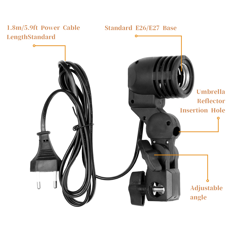 1.8mケーブル電球ホルダー,e26/e27電球ホルダー付き - Photography Lighting Umbrella のレビューと価格