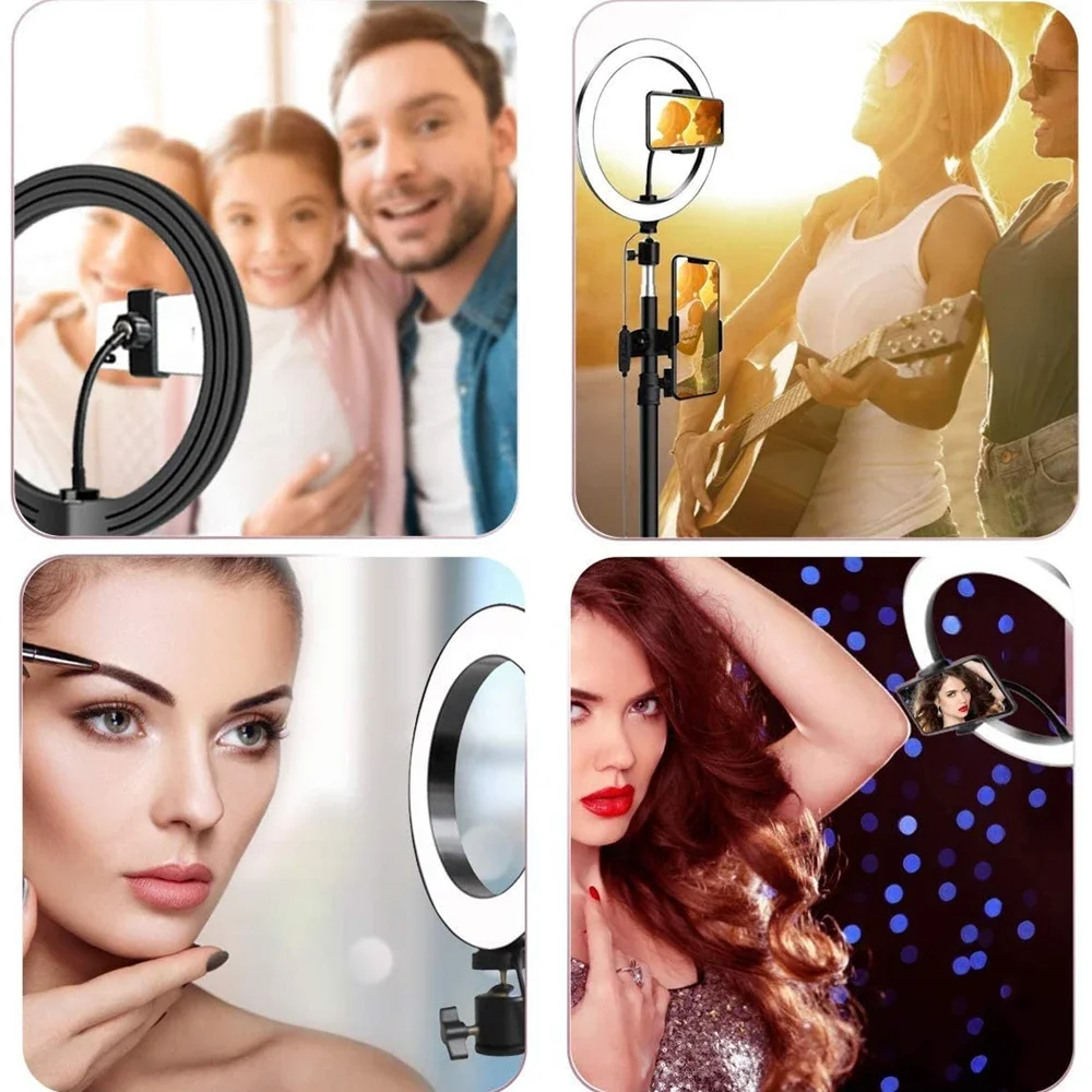 三脚付きLEDセルフィーリングライト,電話ホルダー,円形充填 - Photography Lighting Circle のレビューと価格