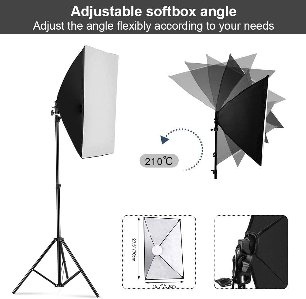 写真用ソフトボックス照明キット、2個セット 19.7インチ  - Photography Led Lighting Kit のレビューと価格
