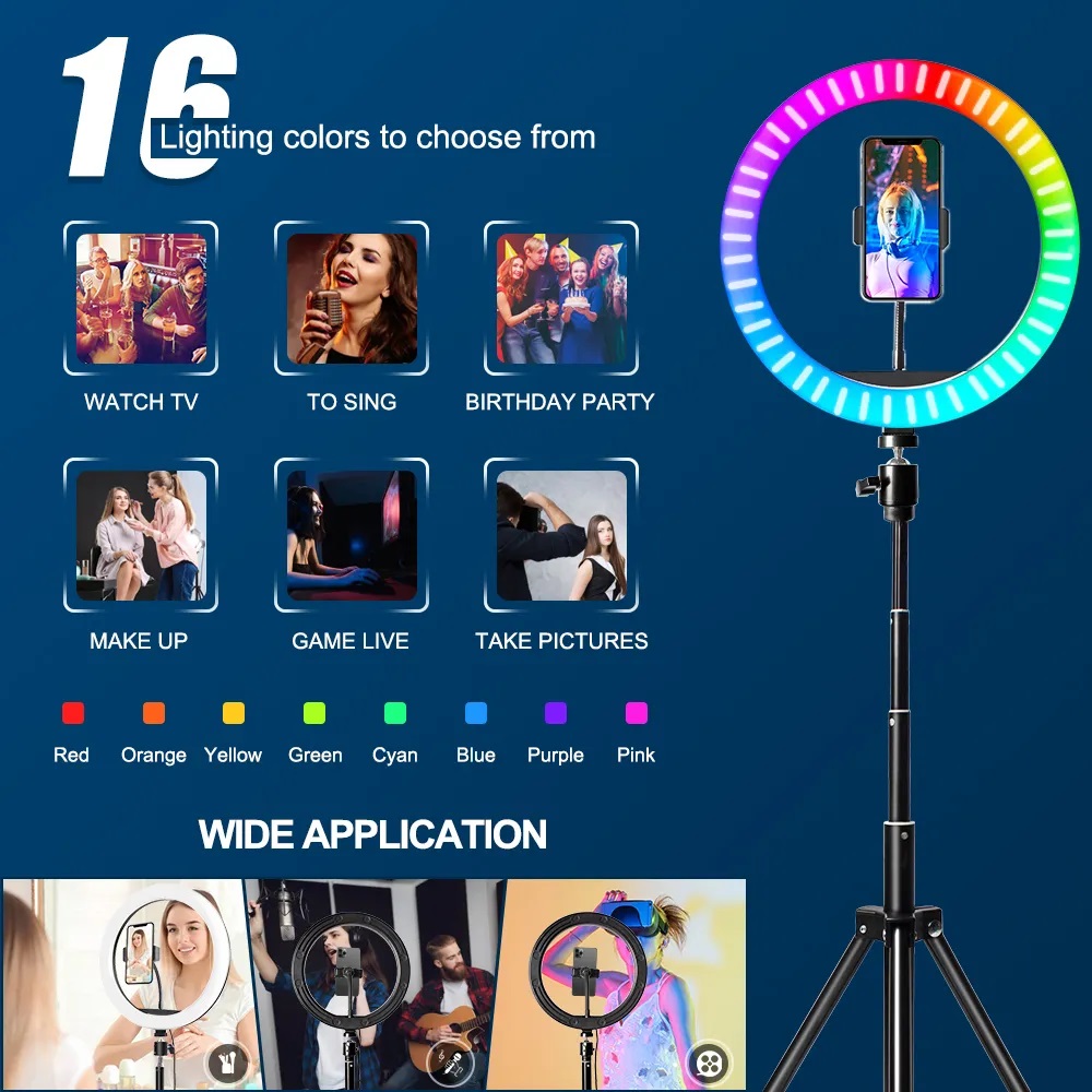 10インチRGBリングライト、リモコン付きLED撮影用リング - Photography Lighting Circle のレビューと価格