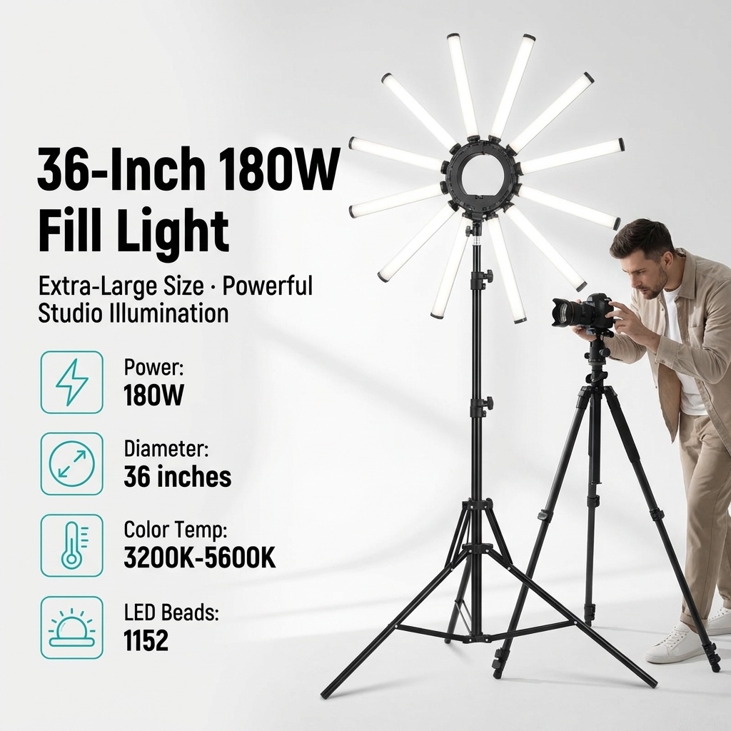 12アームマルチチューブ写真撮影照明キット 180W大型LE - Photography Led Lighting Kit のレビューと価格