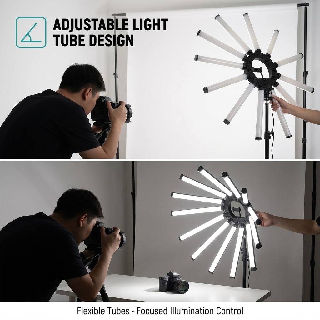 12アームマルチチューブ写真撮影照明キット 180W大型LE - Photography Led Lighting Kit のレビューと価格