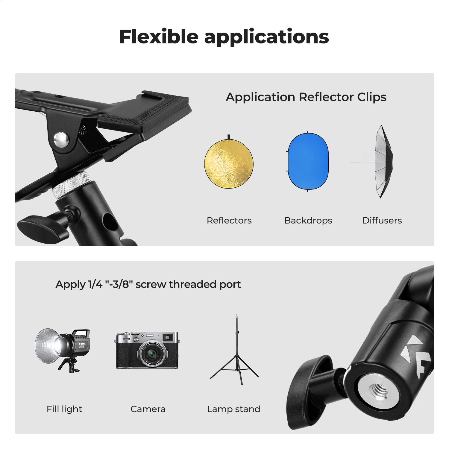 K&F CONCEPT リフレクタークリップホルダー ライト - Reflector Arm Clamp のレビューと価格