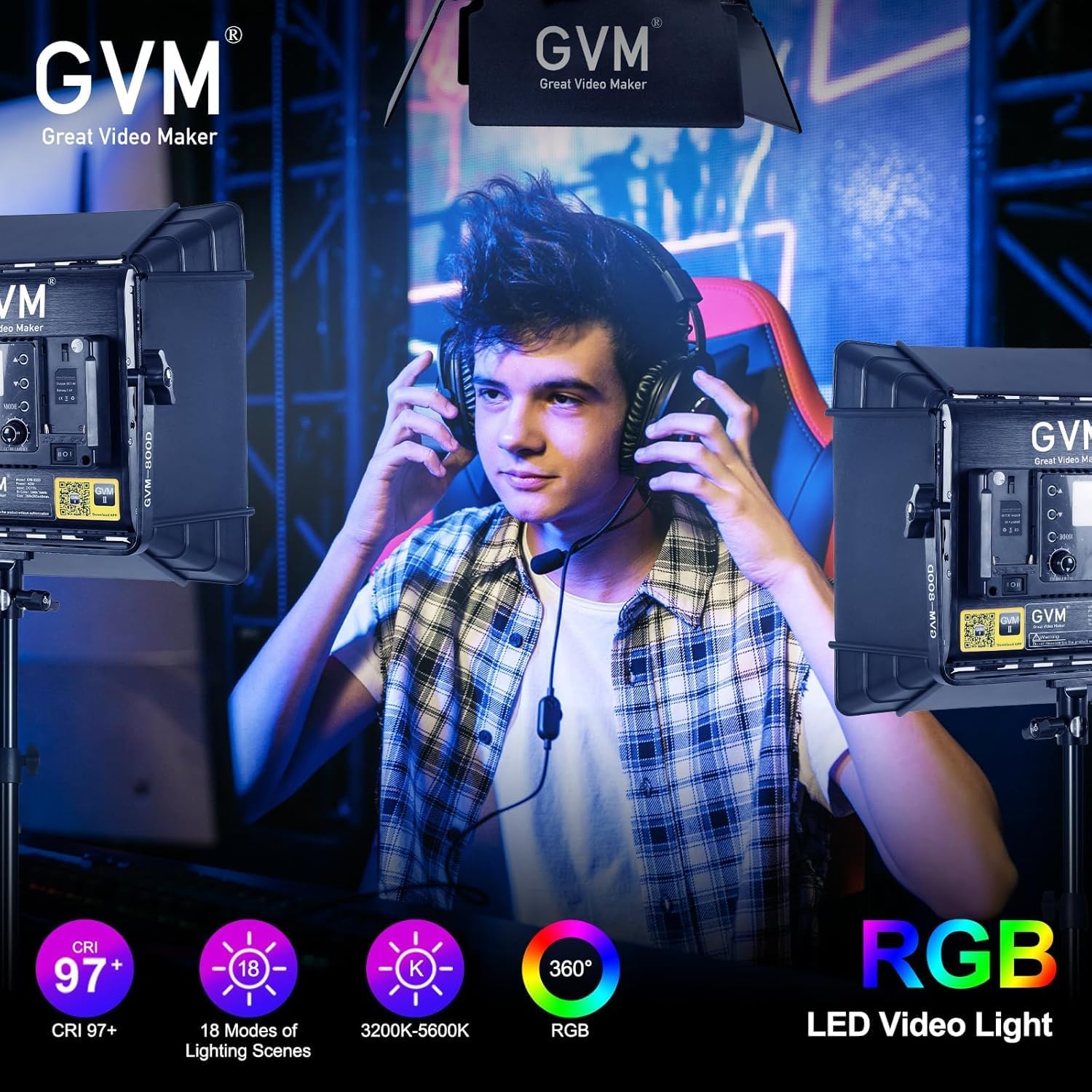 RGB LEDビデオ照明キット、3個セットのスタジオビデオラ - Photography Led Lighting Kit のレビューと価格