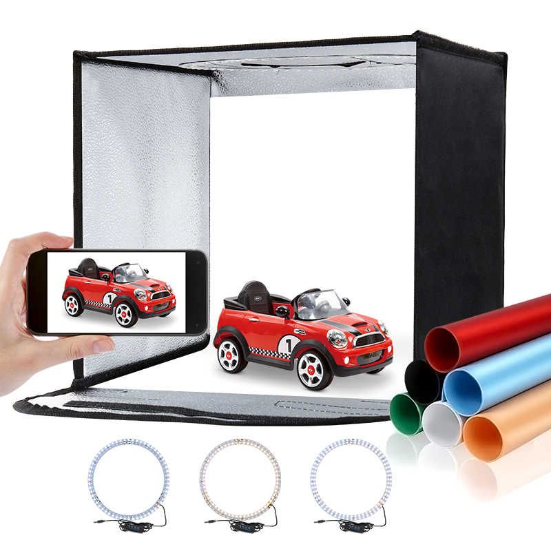折りたたみ式フォトスタジオライトボックス、LEDライトリング - Photography Led Lighting Kit のレビューと価格